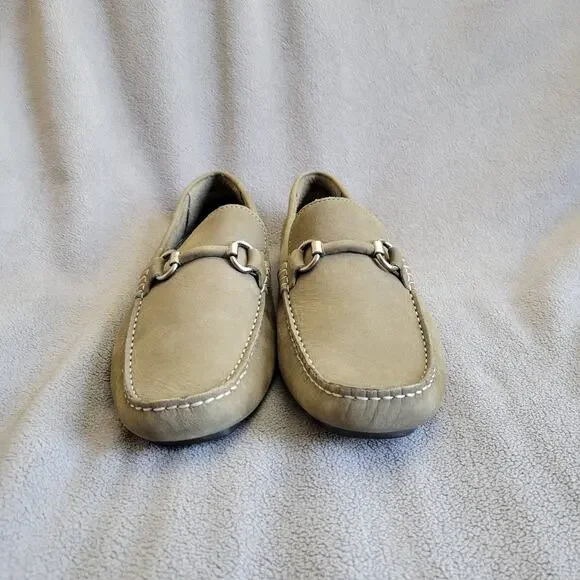 NORDSTROM RACK Shoes Loafers Mens 10M Beige Leather Buckle Slip On M23320 - Picture 9 of 12